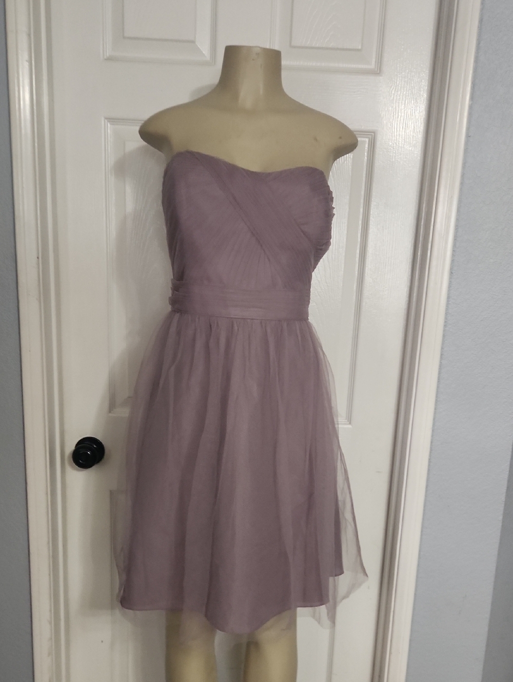David's Bridal Strapless Mauve Tulle Cocktail Dress